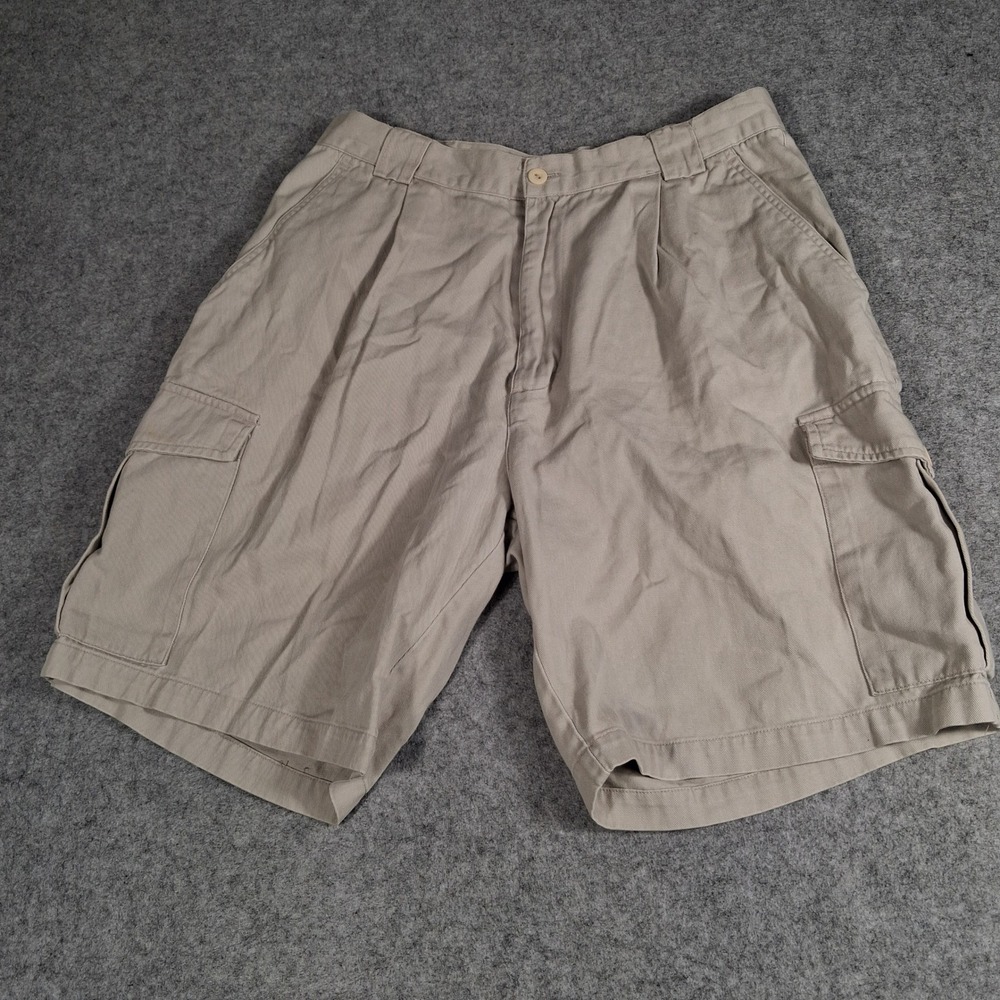 Bugle Boy Cargo Shorts Mens 32 Tan Khaki Pleated Cotton Twill Utility Casual
